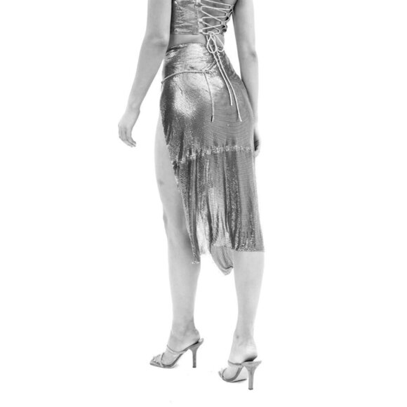 Poster Girl Rhinestone Syphera Skirt in Aperol Spritz XSmall New Women Chainmail - Picture 14 of 15